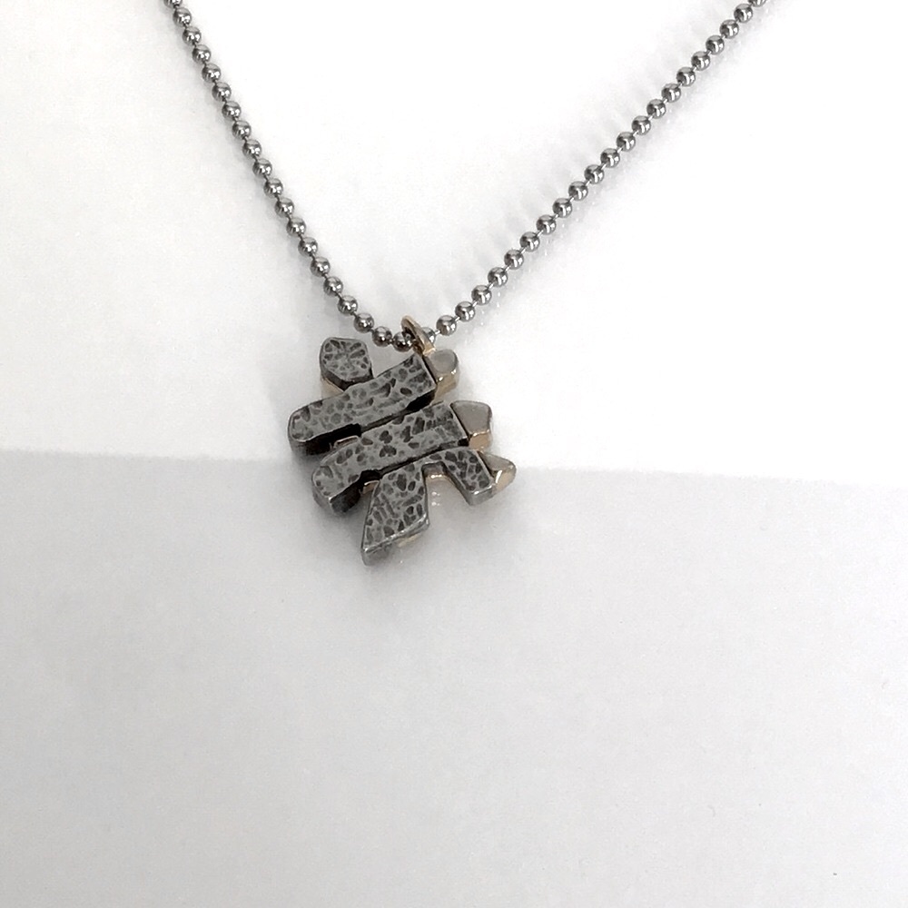 Vintage Silver Tones Inukshuk Pendant Ball Chain Necklace Unisex 23.5”